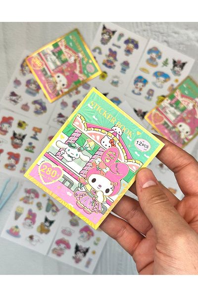 ZeCo Collection Cute Sanrio Character My Melody Patterned 12 Sheets Mini Notebook Sticker Green Color