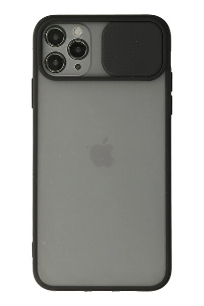 NewFace حافظة آيفون 11 برو ماكس كاميرا سيليكون منزلقة - أسود 1492541709