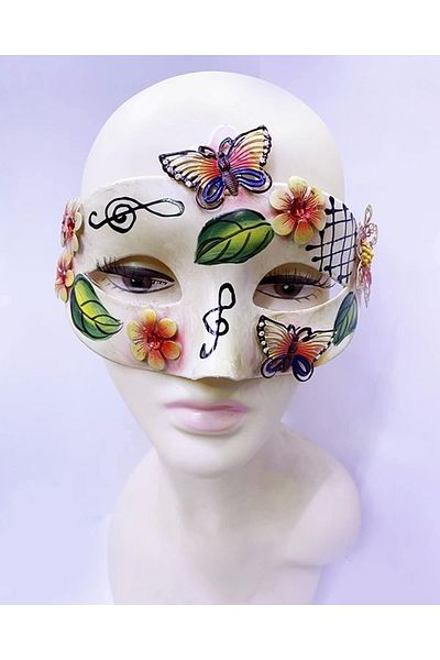 KAMELYA DESİGN Butterfly And Flower Embroidered Venetian Mask Red Color 10x18 Cm