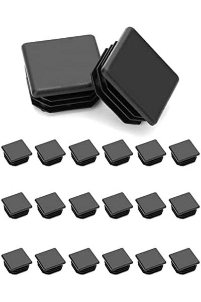 Generic QWORK 20 Pcs Square Tube End Caps for Pipes Pipe Plugs Square Chair Legs Plastic Square 30x30mm Blac
