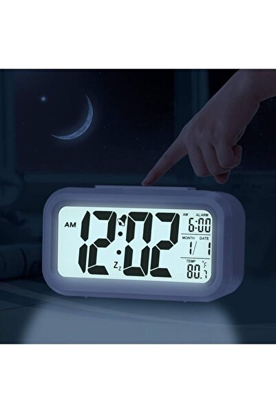 CAVAŞ sun hat Beyaz Lcd Ekran Dijital Pilli Işıklı Alarmlı Termometreli Masaü...