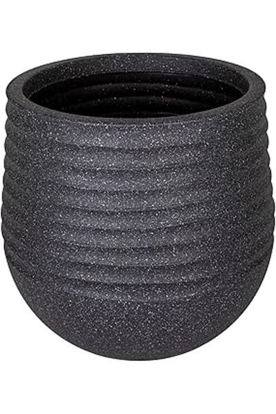 Mu Art Ahşap Herdekora Oval Indoor and Outdoor Flower Pot Black Medium Size 40X40X37 Cm.