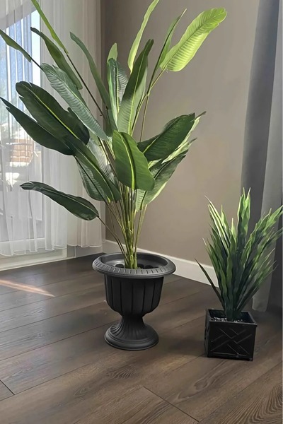 MF Botanik Serinova MİNİ Nergiz Saksı Siyah 3,4 Lt Ayaklı Plastik Bahçe Saksısı