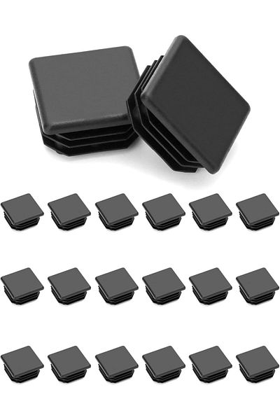 Generic QWORK 20 Pcs Square Tube End Caps for Pipes Pipe Plugs Square Chair Legs Plastic Square 30x30mm Blac