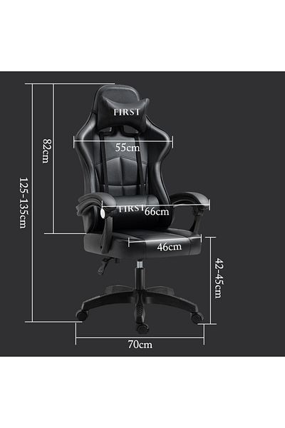 1st Comfortable and supportive adjustable gaming chair in tear-resistant leather - black
