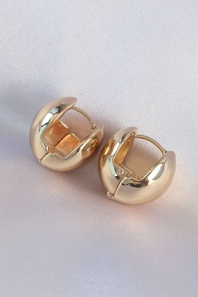 Skygo Gold Colored Brass Minimal Heel Stud Earrings - Hollow Inside - TJ-BKP8984