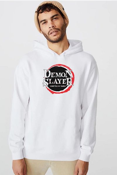 Tshirthane Demon Slayer Anime Squad Demon Slayer Kimetsu No Yaiba Λευκό ανδρικό φούτερ με κουκούλα 3 ip