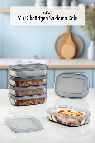 AC BOX 6 Pieces of Storage Container & Breakfast Cup (600 ml)