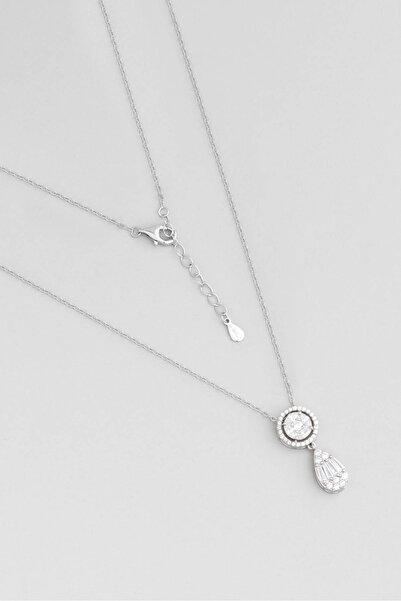 So CHIC... Klasik Stil 18 Ayar Beyaz Altın Kaplama Gümüş 45 Cm Minimal Kolye