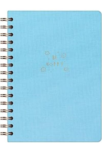 SÇHA Sçna A5 Spiral Hard Cover Linen Ruled Undated Notepad Blue New 1114477