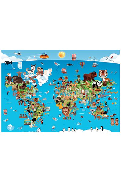 Anatolian Puzzle 260 Piece XL Jigsaw Puzzle - Cartoon World Map 3338