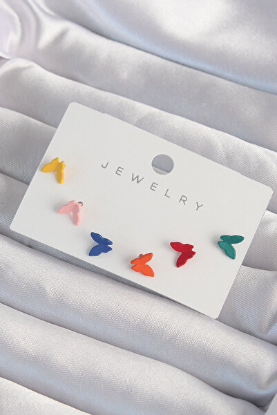 Clariss Brass Colorful Enamel Minimal Butterfly Earring Set -Kp-1010
