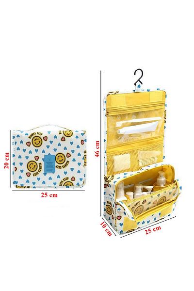 Ecoform Waterproof Organizer Hanging Travel Cosmetic Makeup Bag Smiley Yellow