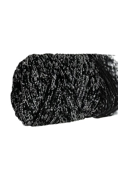 Marsilyan Macrame Rope 3mm Polyester Black Silver Glitter