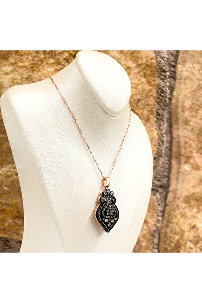 Livora Jewelry Rose Renk Elmas Montür Özel Tasarım Gümüş Kolye
