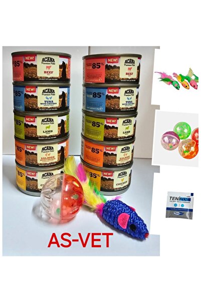 Acana Asvet Kedi Konservesi Karışık 10 Adet Ve 2 Adet Kedi Oyuncağı