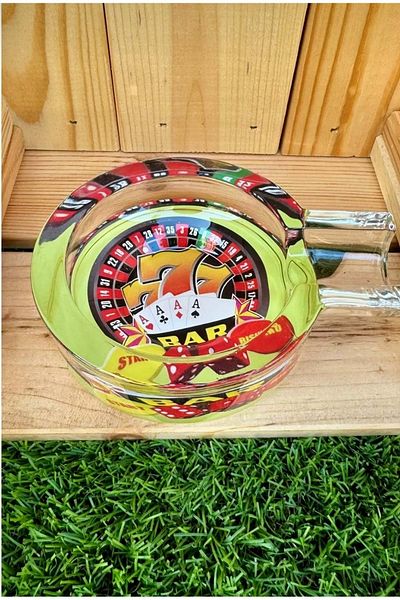 panda hediyelik Poker Roulette Slot Casino - Glass Cigar Ashtray