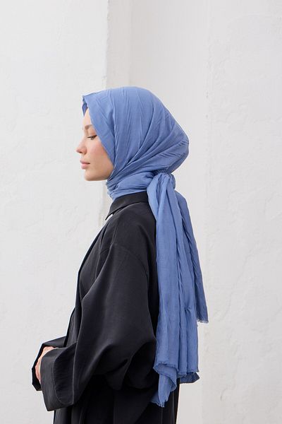 QANU Şal plisat din bambus albastru