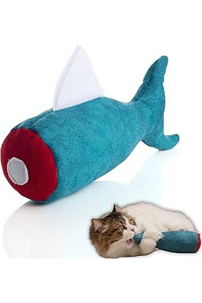 Mu Art Pawdaz Matatabi - Fish (24X11Cm) Cat Toy with Plenty of Sounds and Plenty of Fragrances (Blue)