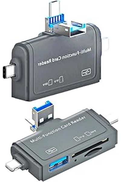 Mu Art Kyrotech 7in1 Micro Usb, Type C, iPhone 15, 14, 13, 12, 11 Pro, Pro Max Compatible, Multi, Card Reader,