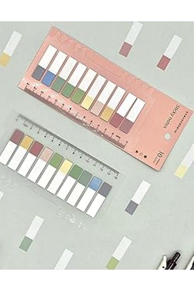 STOREMAX Paper Ship Shop 10 Colors Transparent Index Page Sticker Half Morandi Colors with Ruler