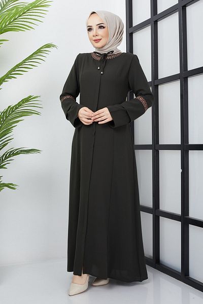 hafsamina Κέντημα Plus Size Λεπτομερές χακί Ferace