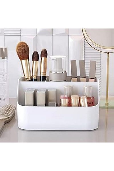 Mu Art Ahşap Pufwin Home Daisy Makeup and Cosmetic Organizing Box Organizer (White)