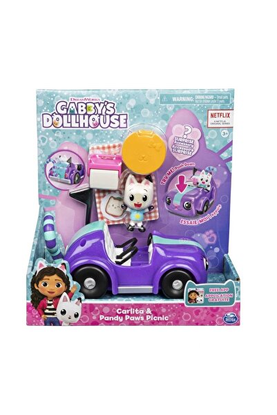 scntoys Gabby's Dollhouse Carlita Ve Pandy Paws Piknik Seti Gabby Arabası