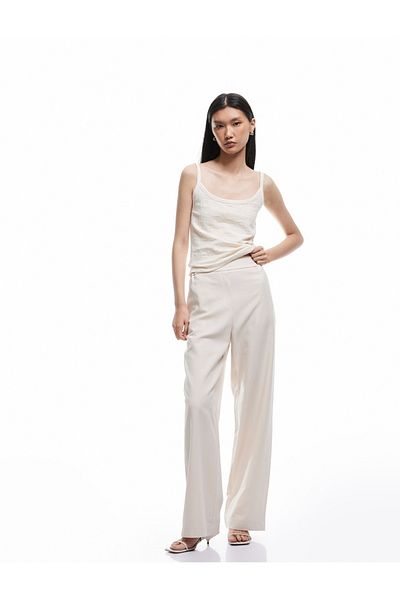Koton Elasticized Standard Waist Lined Viscose Pocket Wide Leg Trousers