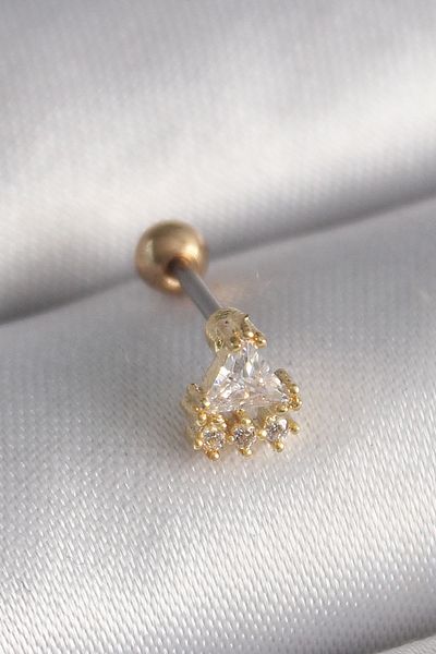 Store 316L Steel Gold Color Triangle Zircon Stone Tragus Piercing