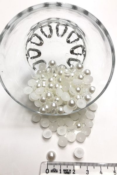 Hobimos 8 mm Off White Half Pearl Beads Plastic 50 Grams