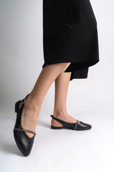 onlinebutik Allison Women's Flats with Orthopedic Comfortable Sole and Stone Detail - St Black
