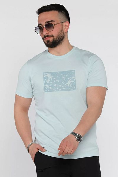 MİSHAR İTALİA Мъжка тениска с щампа и кръгло деколте Bebemavisi