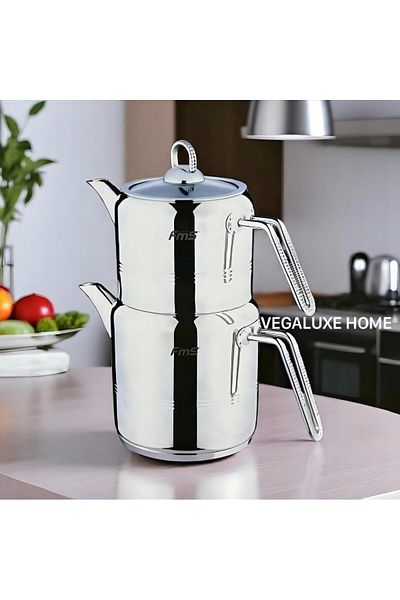 FMS Cylinder Large Size Steel Teapot Silver (1.5 L - 3 L)