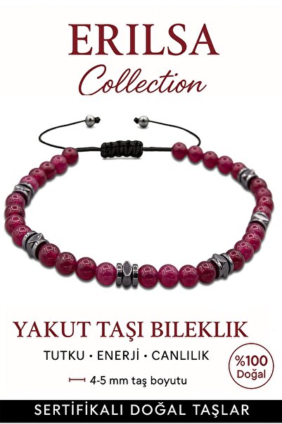 Erilsa Sertifikalı Terahertz – Yakut Taşı Bileklik (İnce Model) – Tutku, Canlılık ve Hayat Gücü Taşı