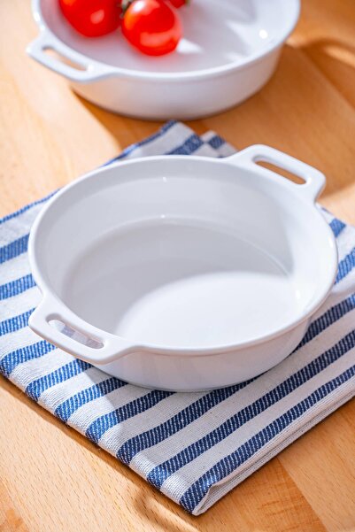 şirin eşyalarım Porcelain Round Deep Large Size Appetizer Plate with Handle 14 cm / 1 Piece