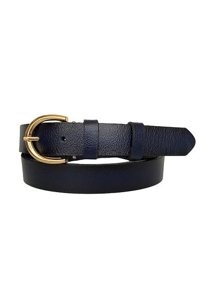 GoDeri Curea subțire pentru femei, 100% piele naturală, cataramă aurie, albastru bleumarin, 3cm=3cm-kdn-02