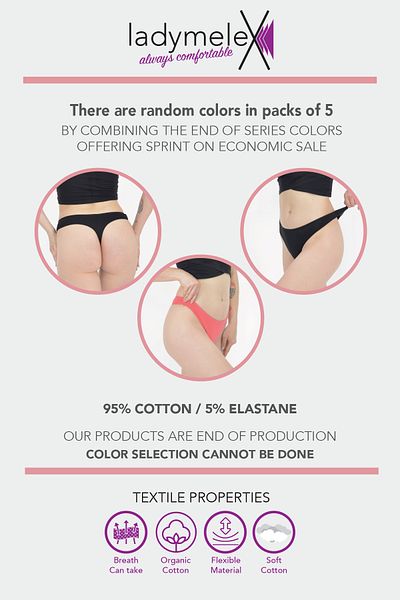 LadyMelex Women Thong, 7-Pack String, Random Mixed Color, Soft Fabric