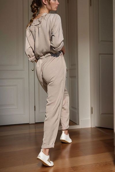 bacc Women's Stone Airobin Pocket Belted Safari Jumpsuit Bcbsk-25700-3164