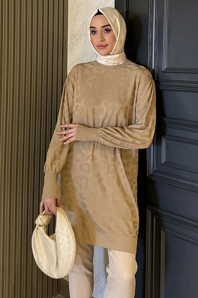 julude A.mink سترة حجاب منقوشة بياقة دائرية