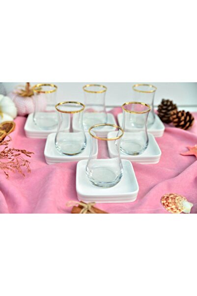 şirineşyalarım Porselen 6 lı Kare Çay Tabağı 10 cm