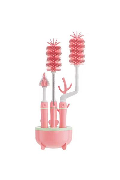 style iconic Silicone Baby Bottle Brush Cleaner Set - 7pcs with Stand, 360° Rotating with Straw & Nipple Brush
