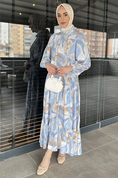 julude Rochie de modă cu volane albastru