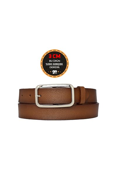 GoDeri 100% Genuine Leather, Silver Buckle Brown 3 cm Women's Belt, Trouser Belt, Shorts Belt 3cmkdn50