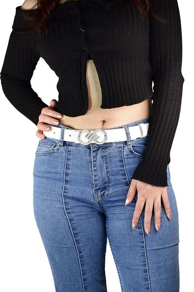 GoDeri 100% Piele Veritabila, cataramă Argintie 3 Cm Curea damă Alb Lapte; Rochie, curea pantalonilor = 3cm-kdn-44