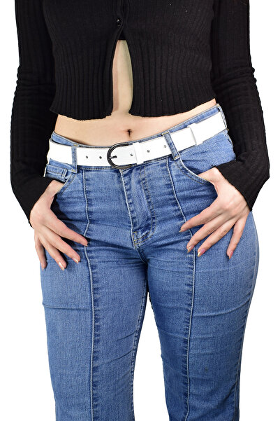 GoDeri Λεπτή γυναικεία ζώνη από 100% γνήσιο δέρμα με νικέλιο γάλα λευκό, 3cm=3cm-kdn-03