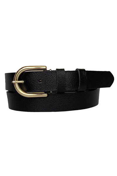 GoDeri Curea subțire neagră pentru femei 100% piele naturală cu cataramă aurie, 3cm=3cm-kdn-22