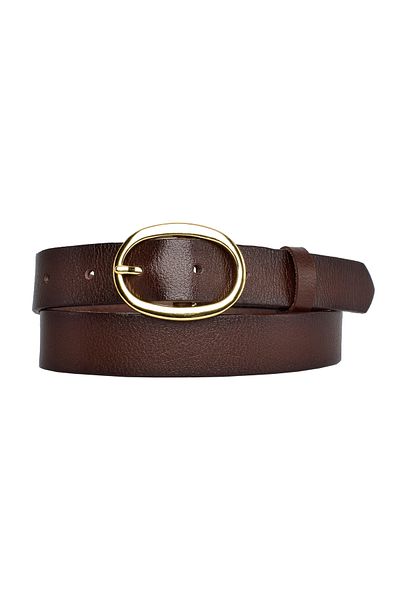 GoDeri 100% Genuine Leather, Gold Buckle 3 Cm Dark Brown Women's Belt; Dress, Trouser Belt = 3cm-kdn-36