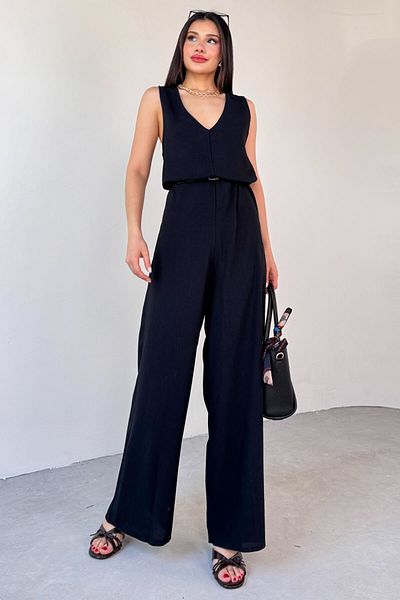 Cappmoda ELB-01774 Μαύρο φόρεμα με κορδόνια ώμου με χαμηλή πλάτη