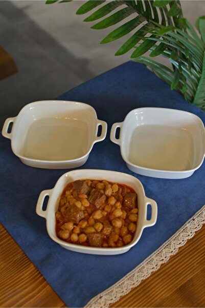 şirin eşyalarım Porselen Kare Kulplu Derin Büyük Boy Meze Tabak 14 cm / 1 Adet